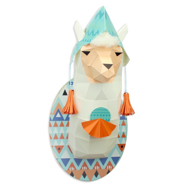 Lama met muts - Eveli Gemiddeld (papier) Default Title 3D Origami DIY Papercraft do-it-yourself
