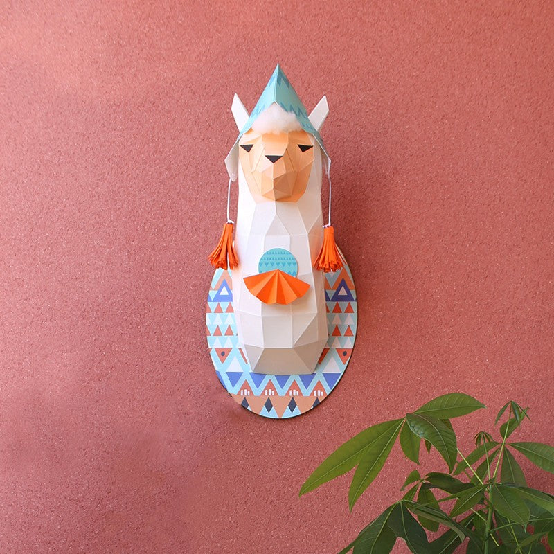 Lama met muts - Eveli Gemiddeld (papier) Default Title 3D Origami DIY Papercraft do-it-yourself