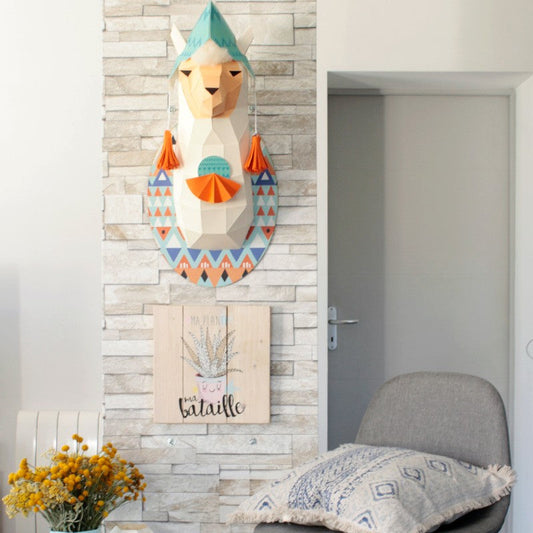 Lama met muts - Eveli Gemiddeld (papier) Default Title 3D Origami DIY Papercraft do-it-yourself