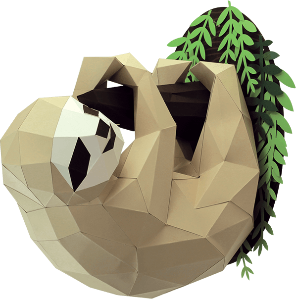 Luiaard aan tak - Eveli Gemiddeld (papier) Default Title 3D Origami DIY Papercraft do-it-yourself