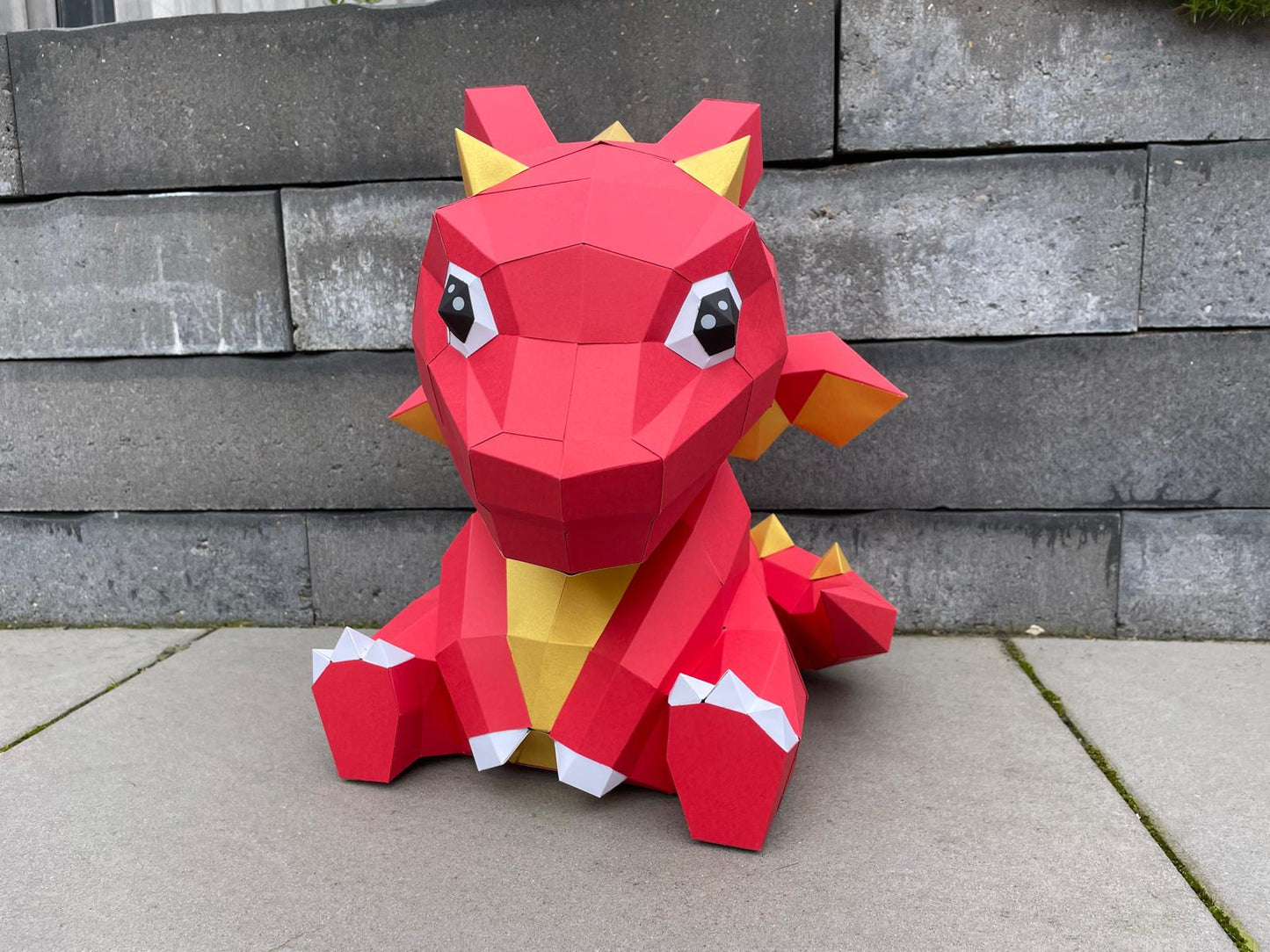 Rode baby draak - Eveli Gemiddeld (papier) Default Title 3D Origami DIY Papercraft do-it-yourself