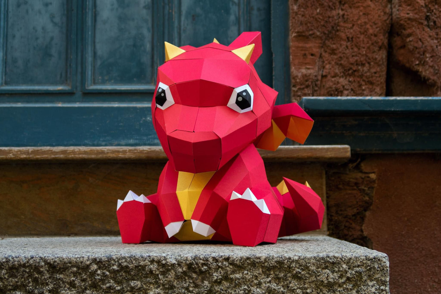 Rode baby draak - Eveli Gemiddeld (papier) Default Title 3D Origami DIY Papercraft do-it-yourself