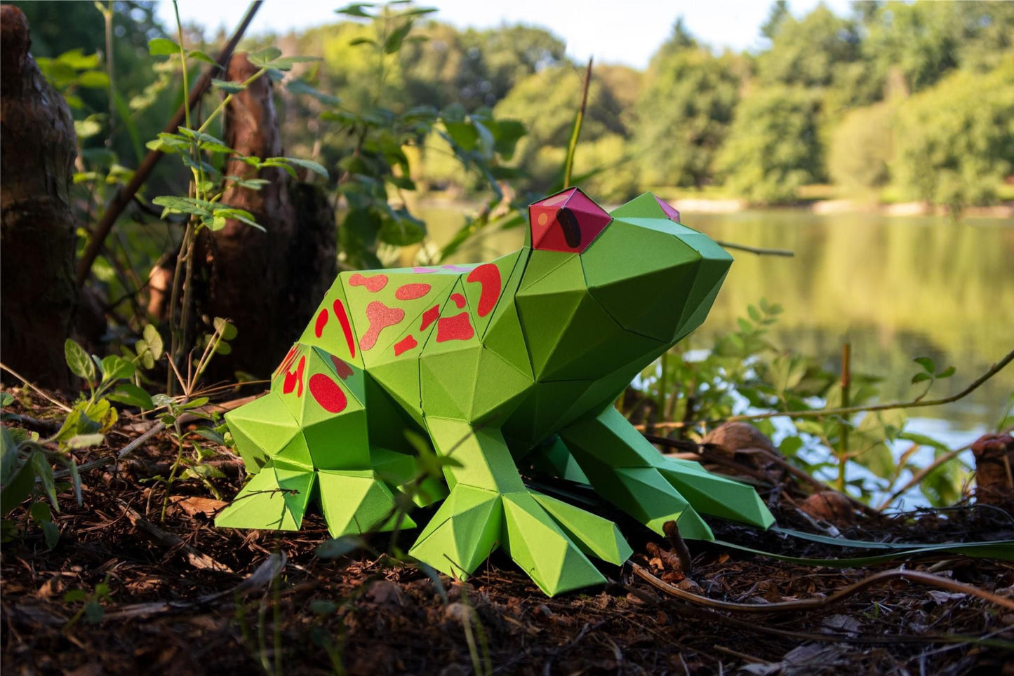 Kikker - Eveli Makkelijk (papier) Groen 3D Origami DIY Papercraft do-it-yourself
