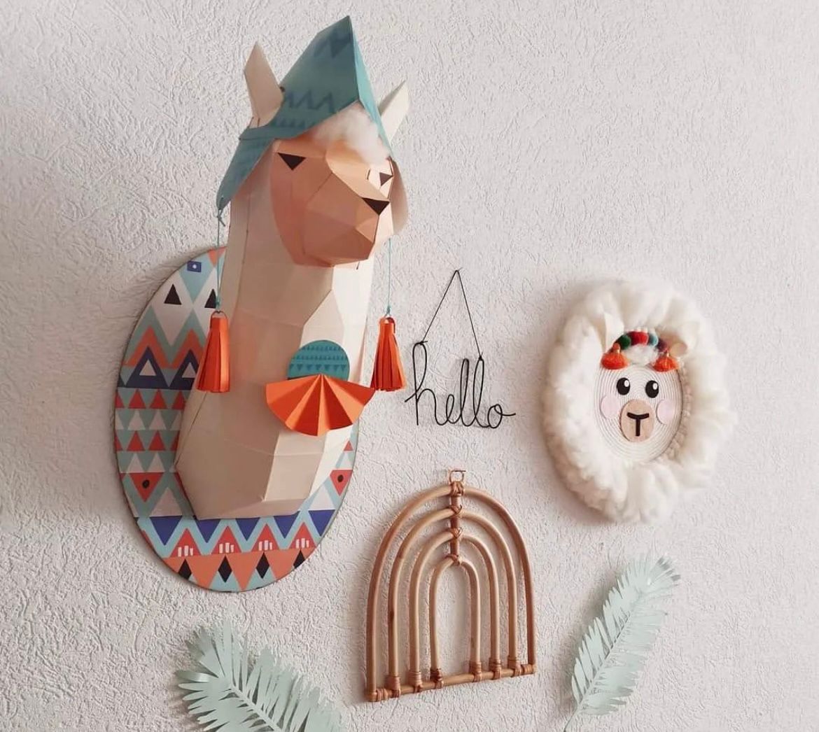 Lama met muts - Eveli Gemiddeld (papier) Default Title 3D Origami DIY Papercraft do-it-yourself