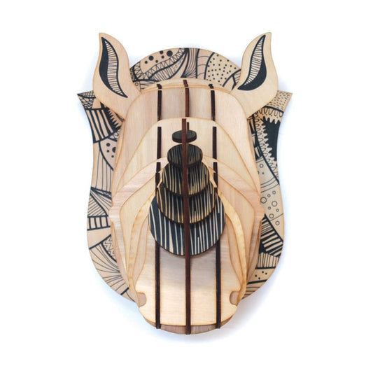 Houten neushoorn hoofd - Eveli Default Title 3D Origami DIY Papercraft do-it-yourself