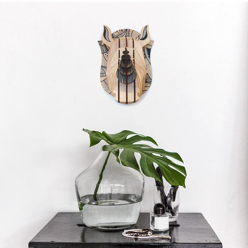 Houten neushoorn hoofd - Eveli Default Title 3D Origami DIY Papercraft do-it-yourself