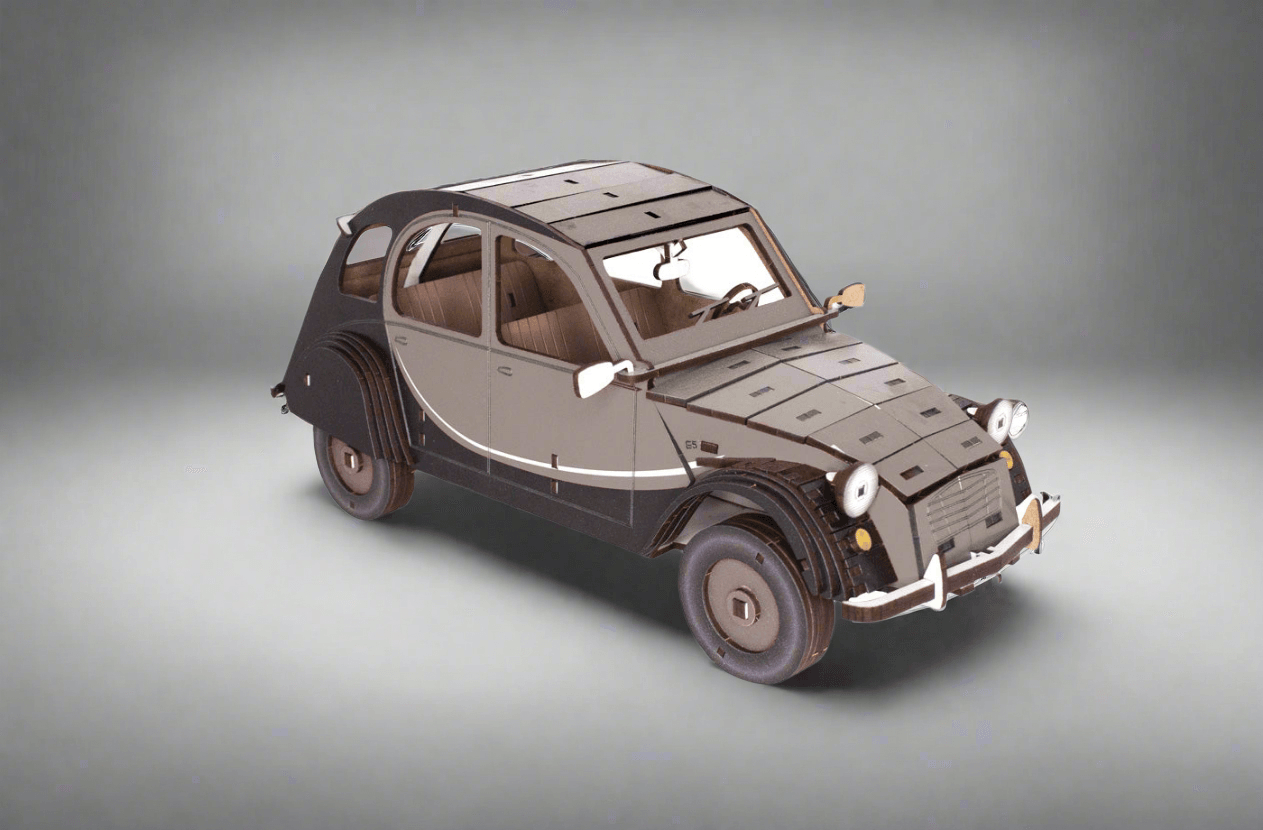 Citroën 2CV - in 2 kleuren beschikbaar! - Eveli Grijs 3D Origami DIY Papercraft do-it-yourself