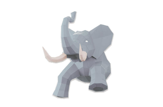Olifant Grijs/roze - Eveli Moeilijk (Papier) Grijs 3D Origami DIY Papercraft do-it-yourself