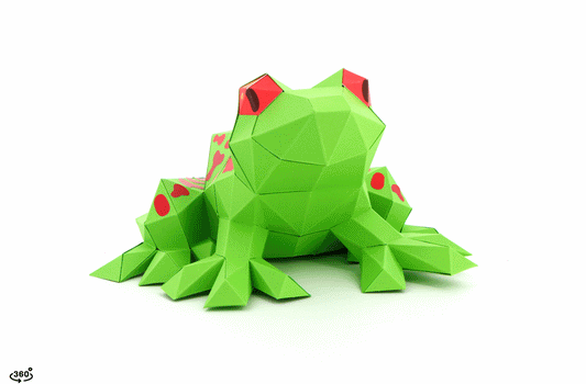 Kikker - Eveli Makkelijk (papier) Groen 3D Origami DIY Papercraft do-it-yourself