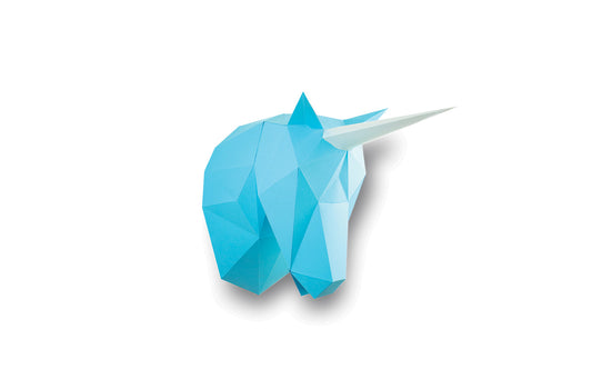 Unicorn - Eveli Makkelijk (papier) Blauw 3D Origami DIY Papercraft do-it-yourself