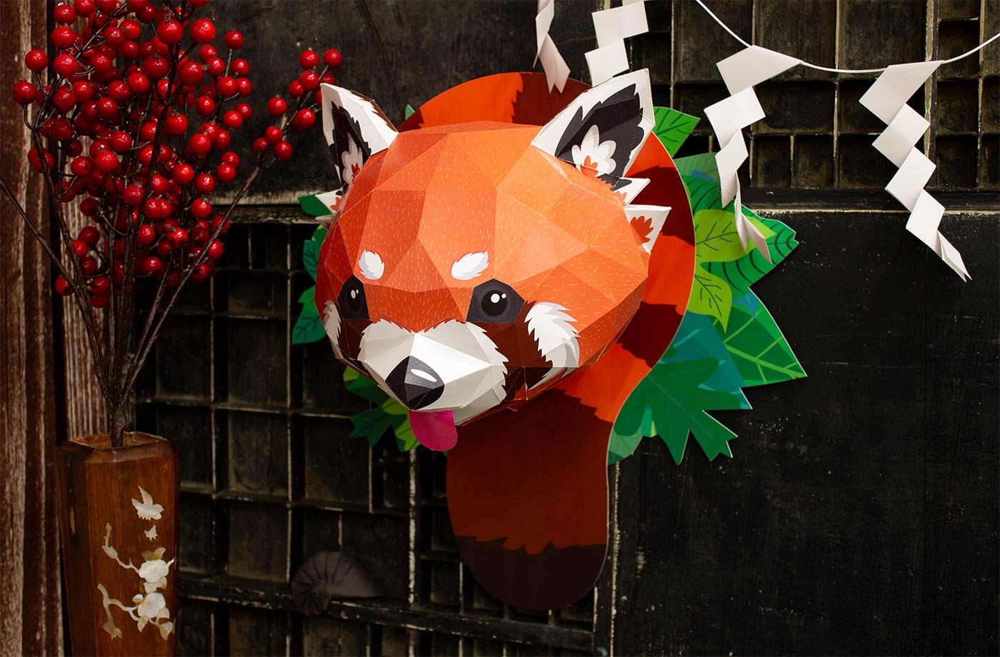 Rode panda - Eveli Gemiddeld (papier) Default Title 3D Origami DIY Papercraft do-it-yourself