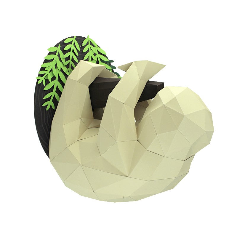 Luiaard aan tak - Eveli Gemiddeld (papier) 3D Origami DIY Papercraft
