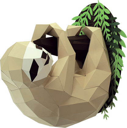 Luiaard aan tak - Eveli Gemiddeld (papier) 3D Origami DIY Papercraft